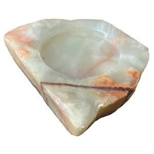 Vintage Hand-Carved Onyx Marble Ashtray Catchall Candle Holder | Live Edge